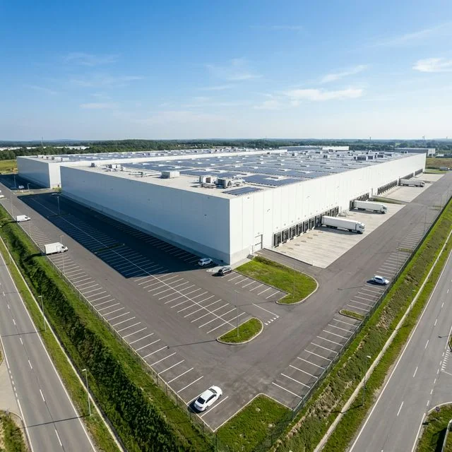 Logistics Warehouse Aerial View